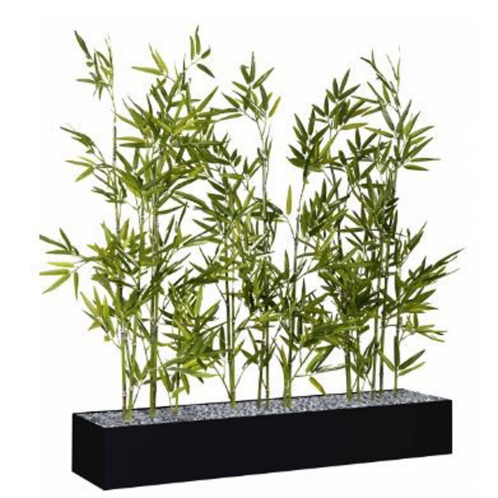 Jardinire artificielle basse - Composition florale en bambous - L 80 cm - Noir