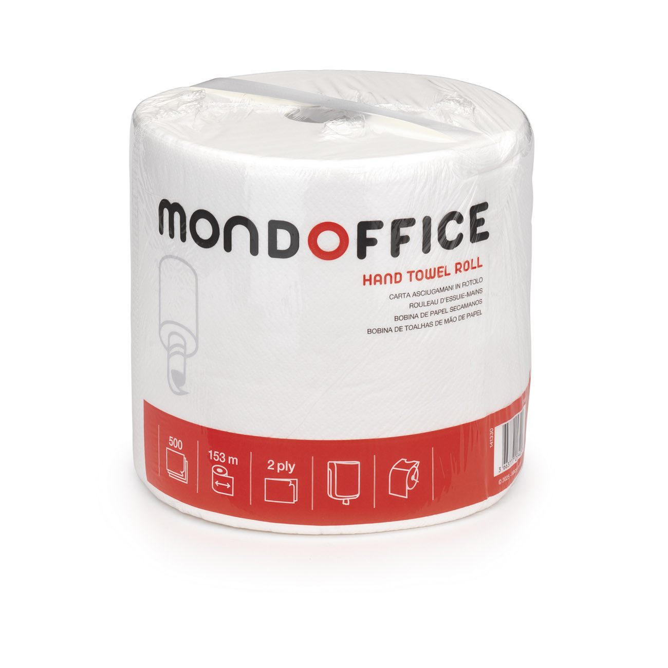 MONDOFFICE Essuie-mains en papier double épaisseur - 500 feuilles prédécoupées gauffrées - Bobine maxi de 152 m
