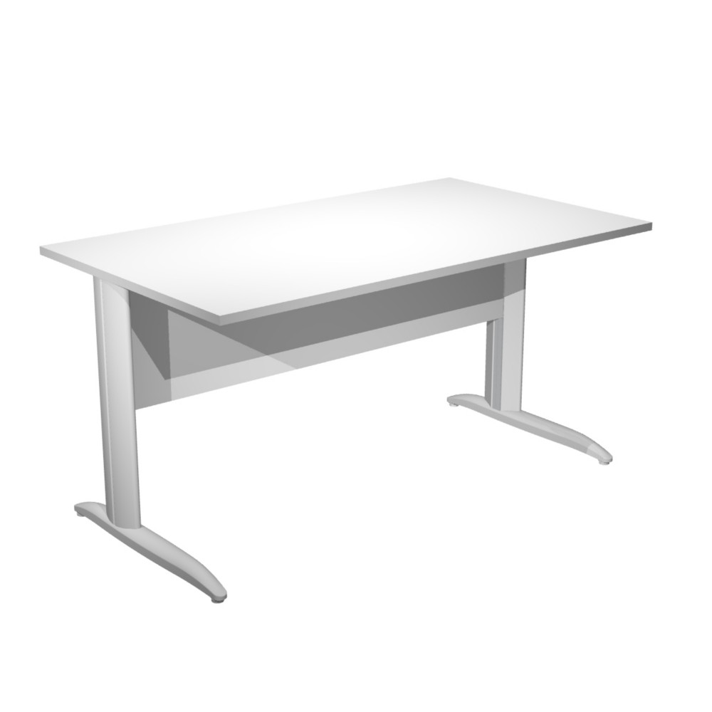 Bureau droit Pronto Mtal - L.140 x P.80 cm - Plateau Blanc - Pieds L Blanc
