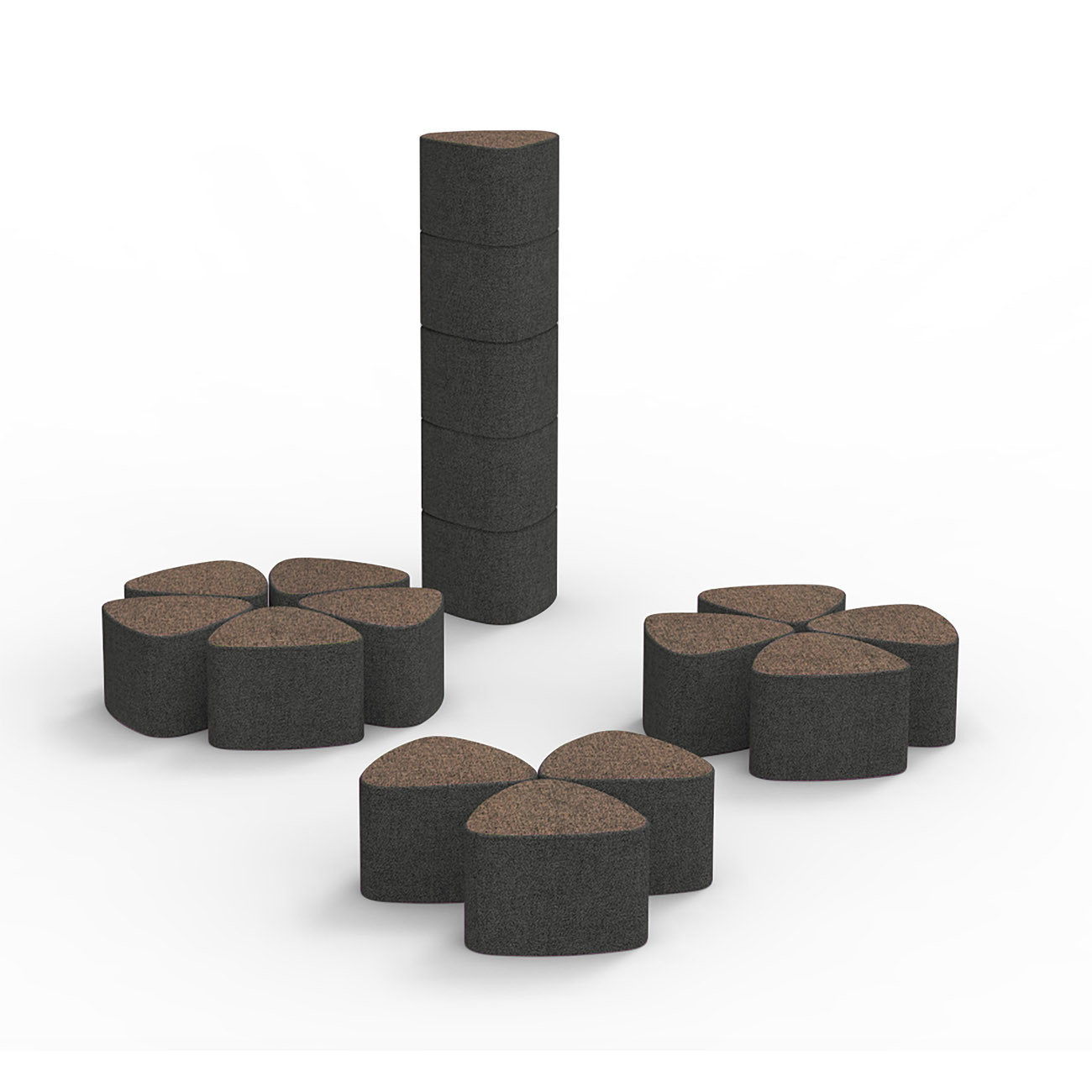 Pouf modulable Flower tissu non feu M1 - Gris