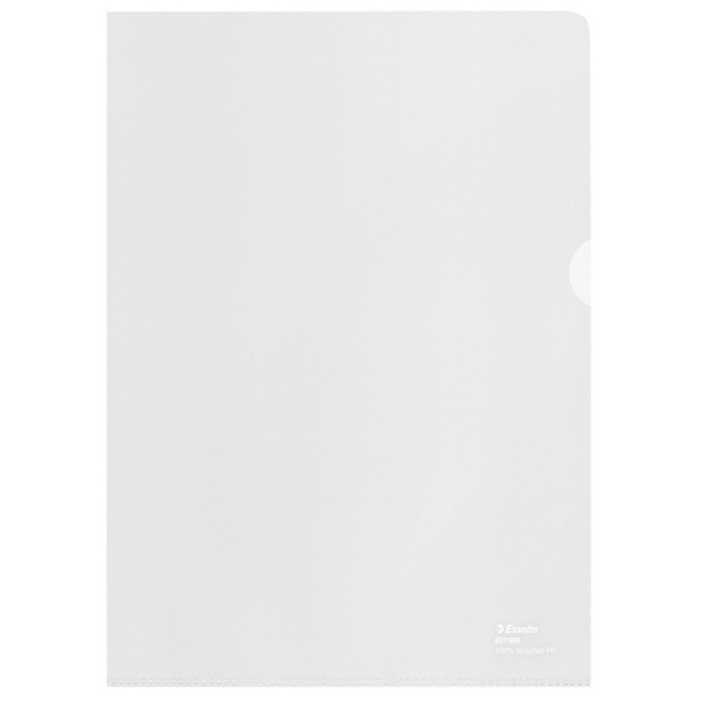 Esselte Pochette coin A4 en polypropylne recycl grain 100 microns incolore - Bote de 100