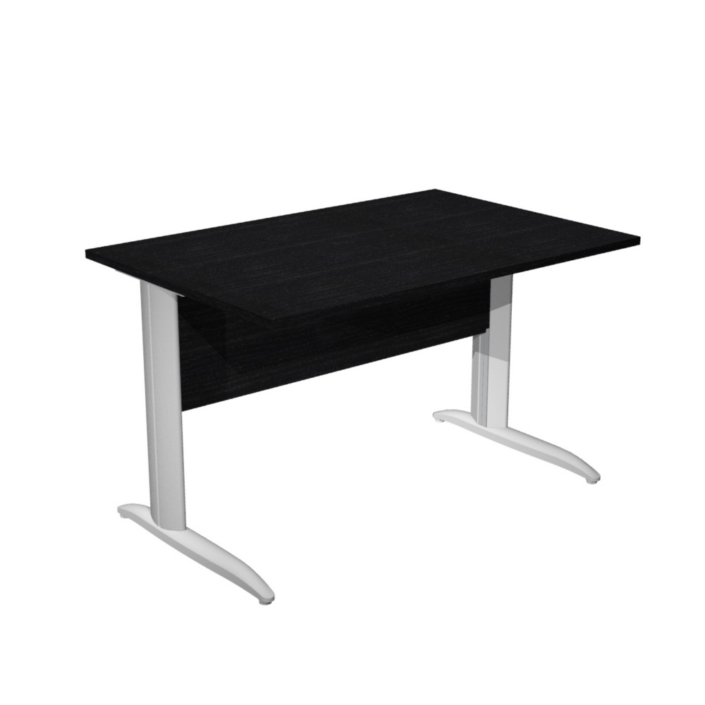Bureau droit Pronto Mtal - L.120 x P.80 cm - Plateau Noir - Pieds L Aluminium