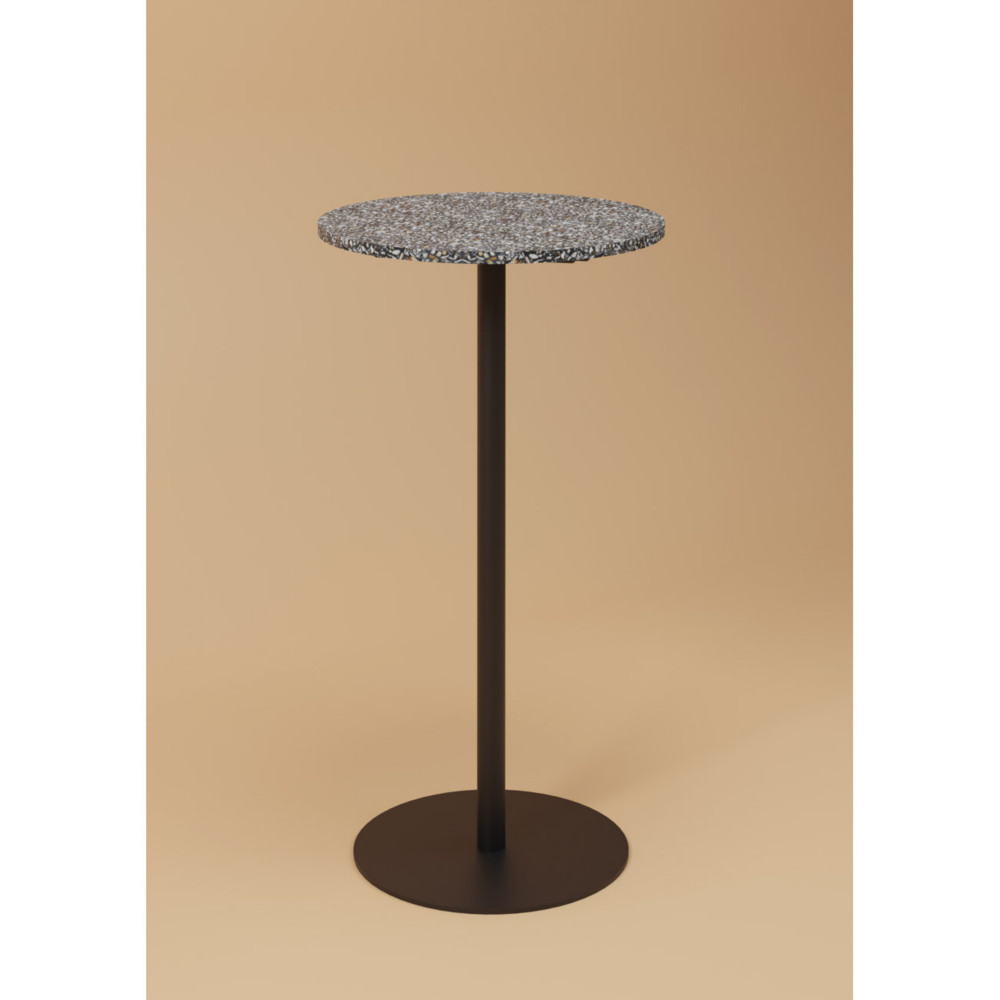 Table haute Mange debout ronde Trinquet diamtre 60 - Intrieur -Extrieur  - Plateau St-Jacques noir - Pied noir
