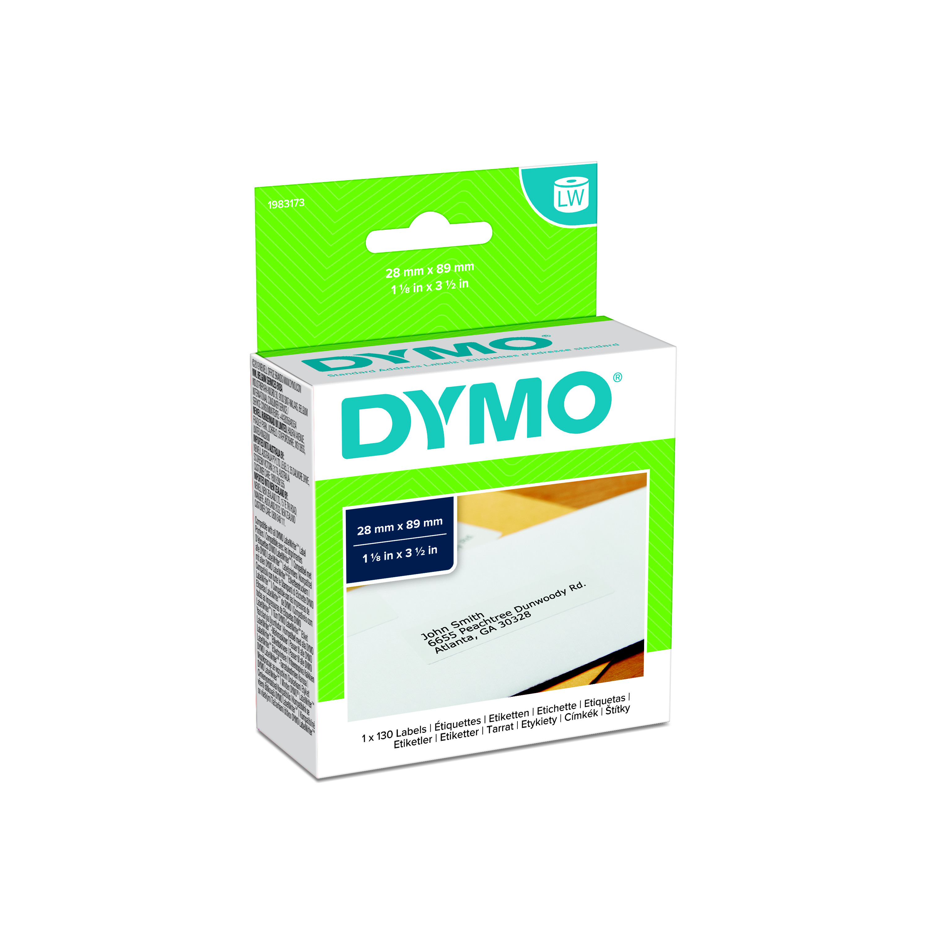 Dymo 1983173 LW étiquettes d'adresse standard pour LabelWriter 28 x 89 mm - 1 rouleau de 130 étiquettes