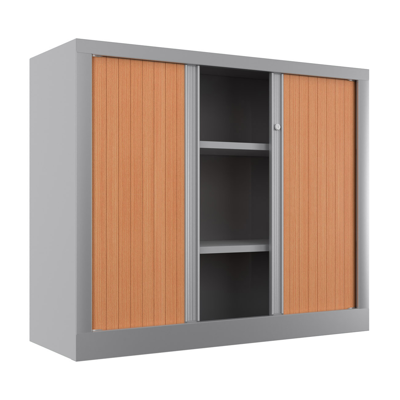Armoire à rideaux métal Confort+ H.100 x L.120 cm - Corps Aluminium - Rideaux Hêtre