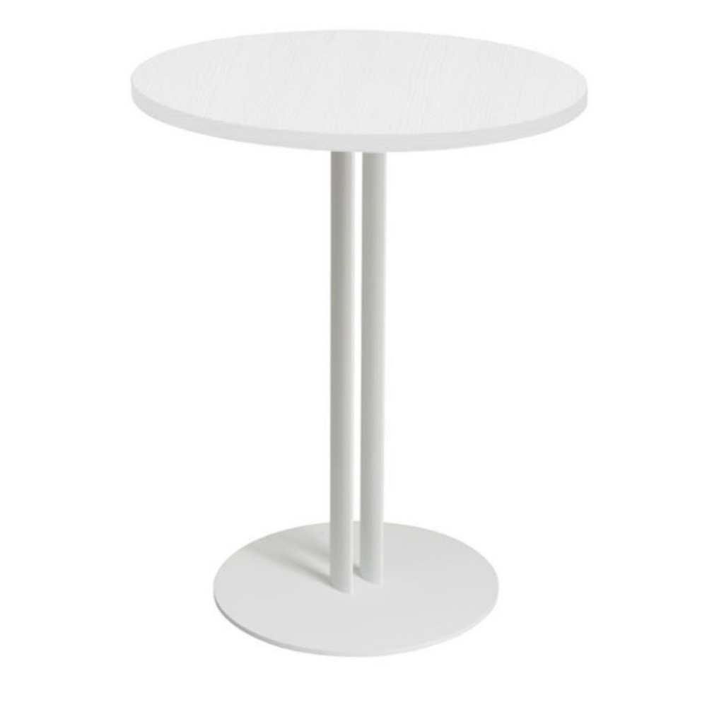 Table ronde Roxane hauteur 74 cm plateau Blanc 60 cm - Pied central mtal Blanc