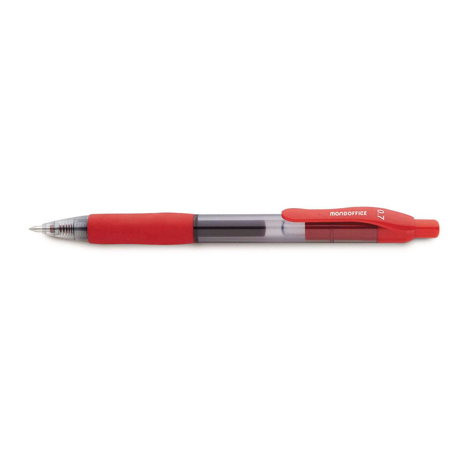 MONDOFFICE Stylo à encre gel rétractable pointe moyenne 0,7 mm avec grip de préhension - Rouge