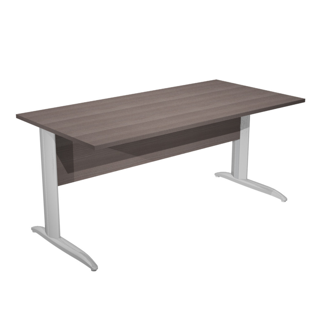 Bureau droit Pronto Mtal - L.160 x P.80 cm - Plateau Cendre - Pieds L Chrome