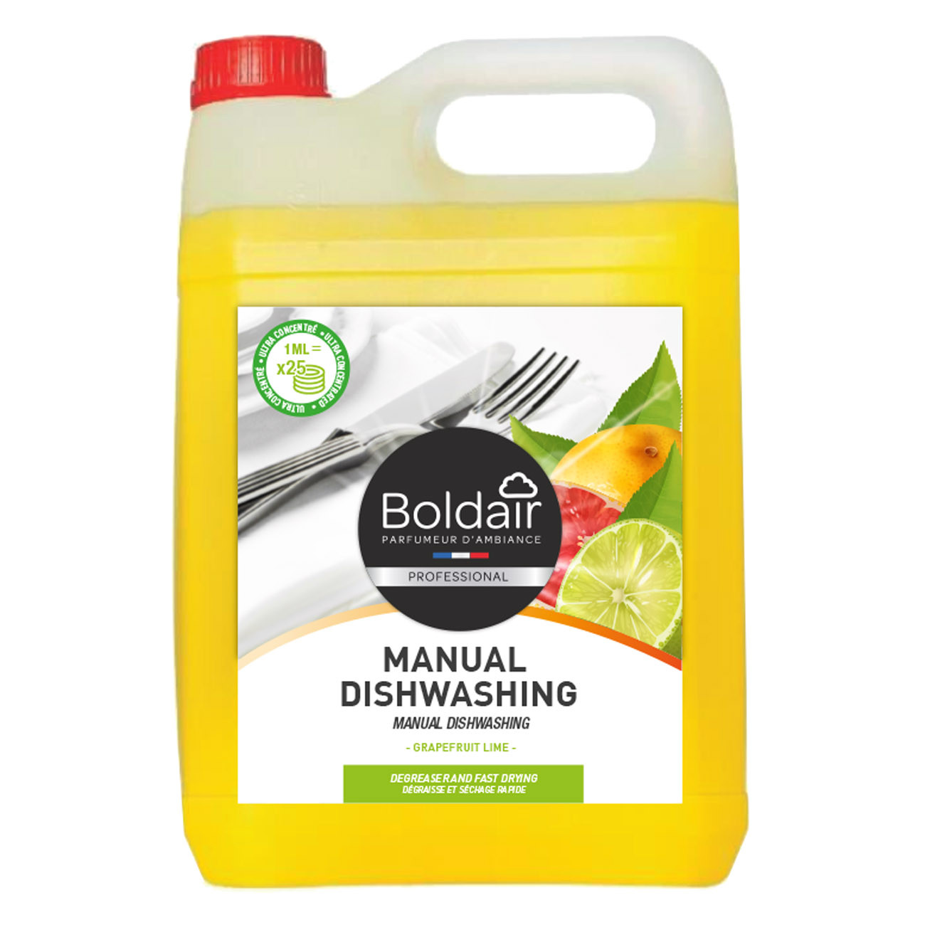 Boldair Liquide vaisselle - Parfum citron - Bidon de 5 L