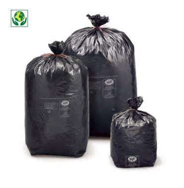Sac poubelle conomique 20L noir en plastique 60% recycl - Lot de 500