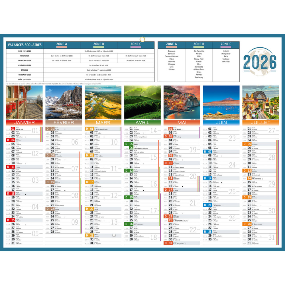 Bouchut Calendrier bancaire Plante - 32 x 42 cm - 2026