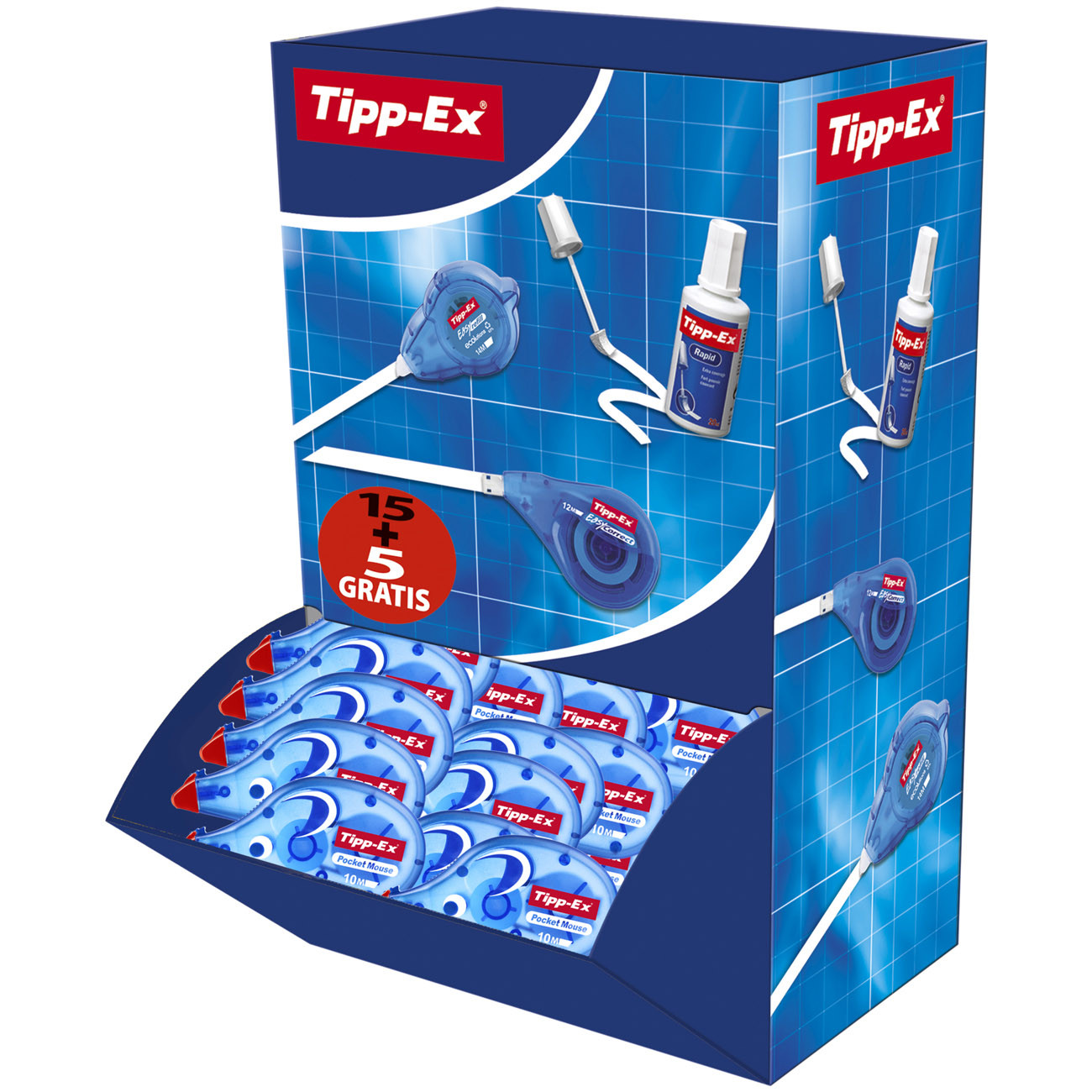 Tipp-Ex Pocket Mouse Roller de correction - 4,2 mm x 10 m - Pack de 15 + 5 GRATUITS