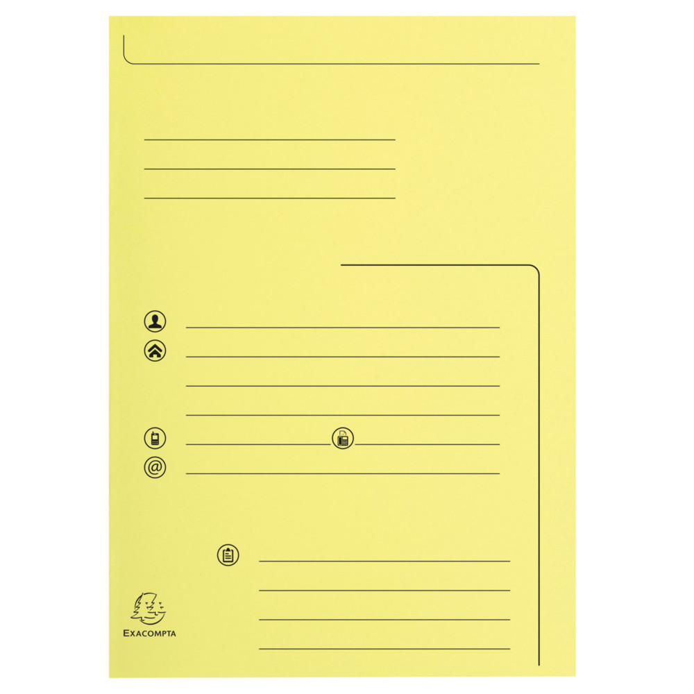 Exacompta Chemises  dossier 2 rabats primprime, capacit de 200 feuilles A4, carte 240 x 320 mm, jaune - Lot de 25