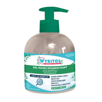 Wyritol Gel hydroalcoolique désinfectant mains aux huiles essentielles d'eucalyptus - Flacon pompe 300 ml