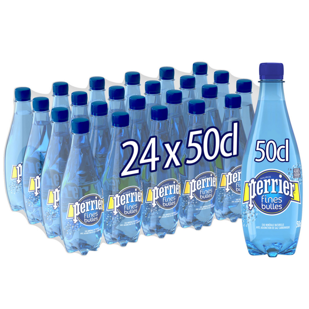 Perrier Eau minrale gazeuse fines bulles - Lot 24 bouteilles PET 50 cl