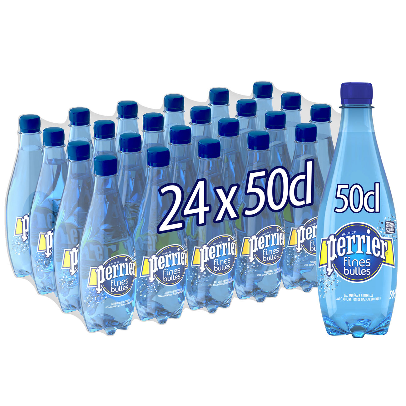 Perrier Eau minérale gazeuse fines bulles - Lot 24 bouteilles PET 50 cl