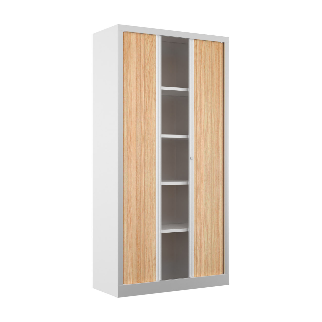 Armoire à rideaux métal Confort+ H.198 x L.100 cm - Corps Blanc - Rideaux Chêne
