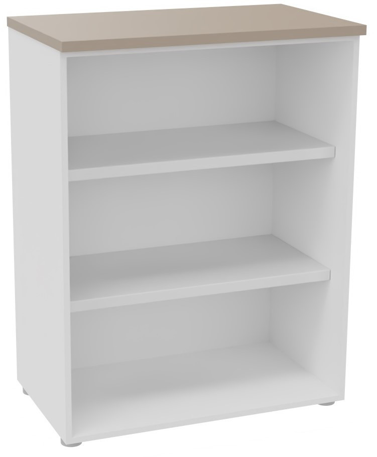 Bibliotheque+mi-hauteur+sans+porte+L.80+x+P.48+x+H.104+cm+-+Corps+Blanc+-+Top+Argile