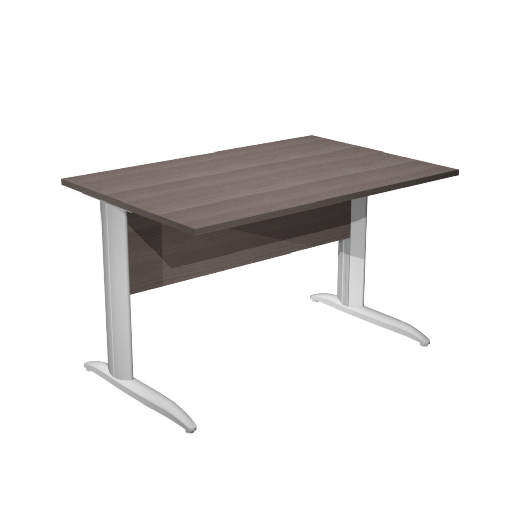 Bureau droit Pronto Mtal - L.120 x P.80 cm - Plateau Cendre - Pieds L Aluminium