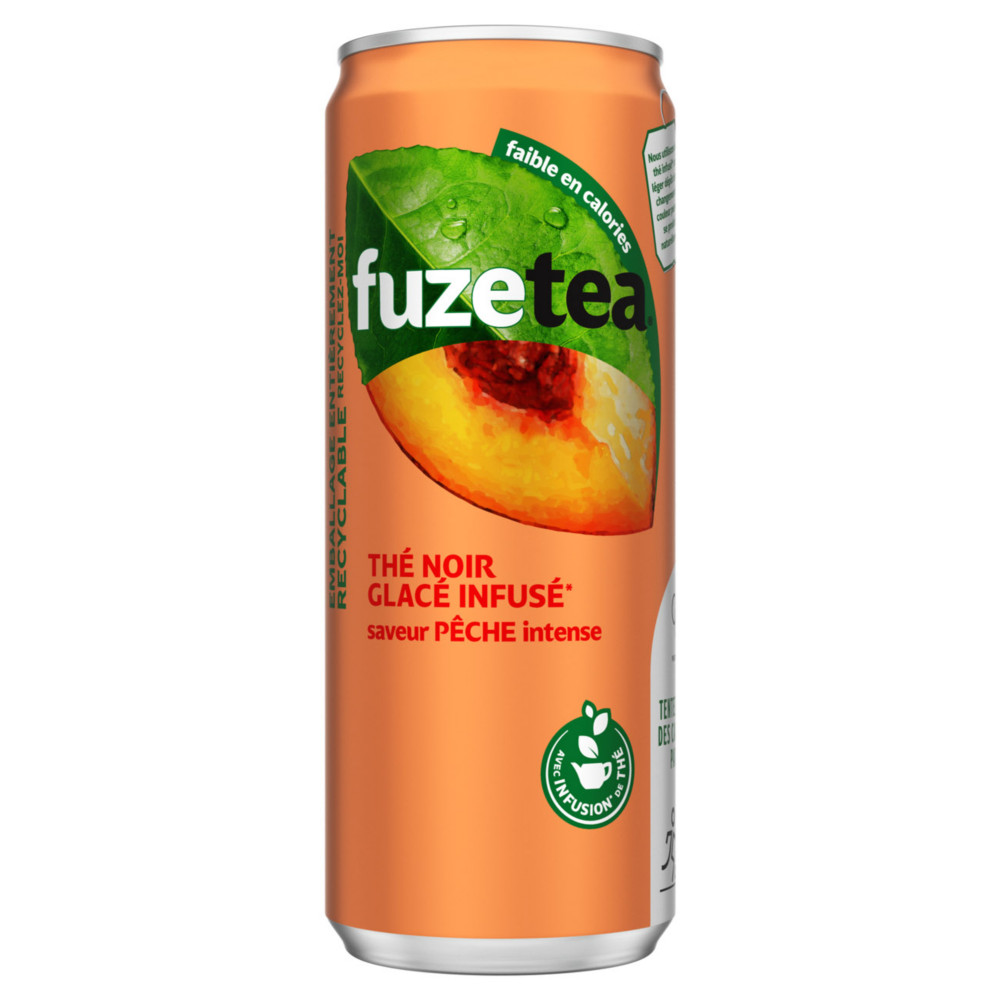FUZE TEA Boisson au th saveur pche canette slim de 33 cl - Lot de 24