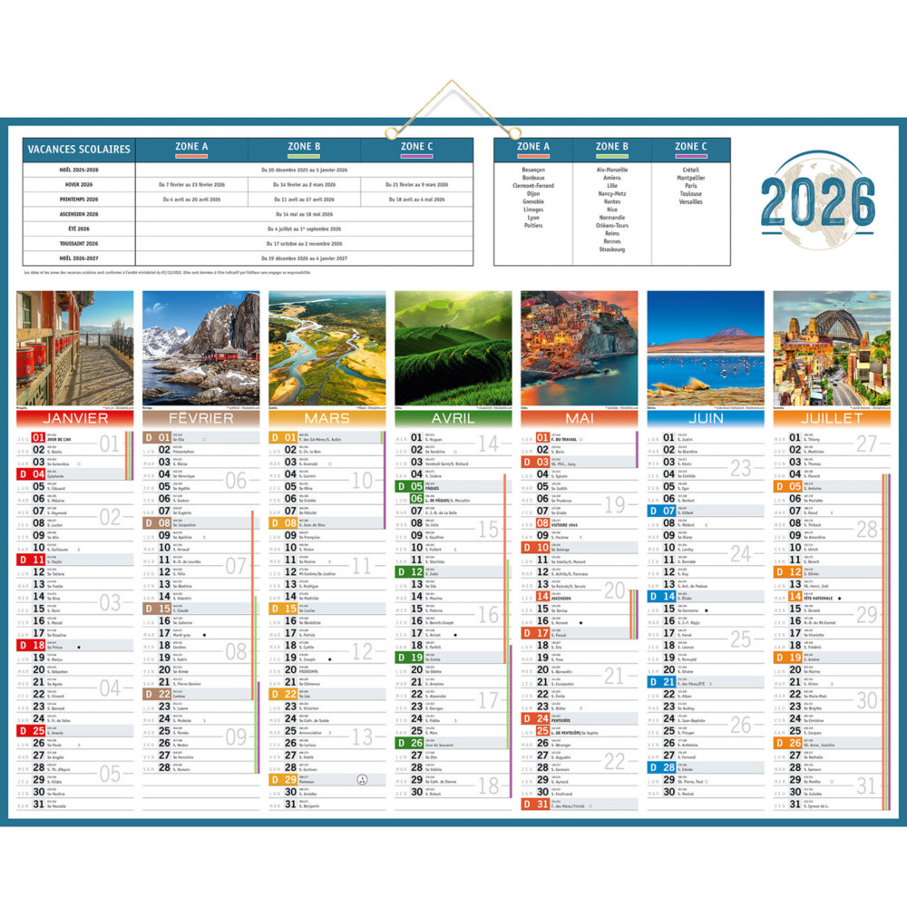 Bouchut Calendrier bancaire Plante - 43 x 55 cm - 2026