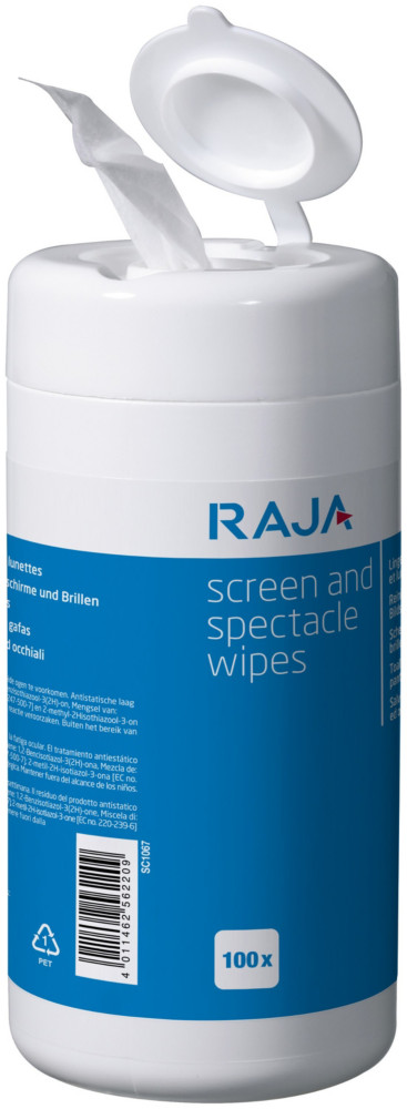 RAJA Bote de lingettes pour cran et lunettes