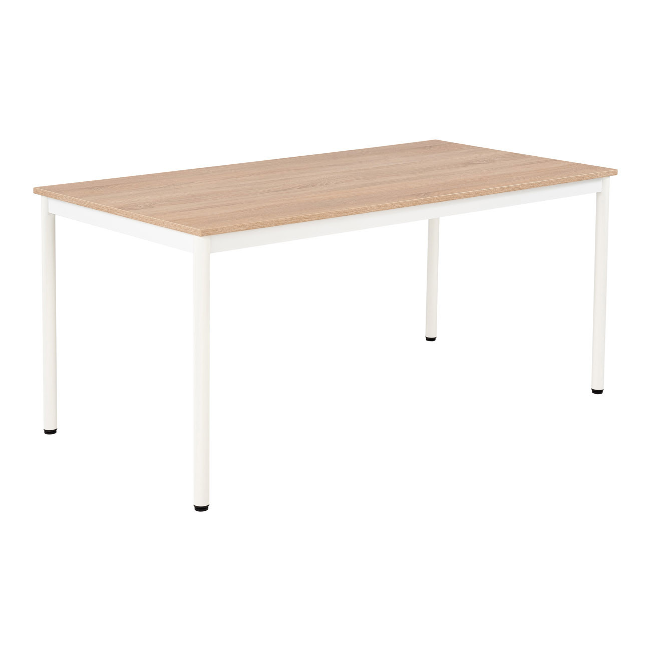 Table de restauration Budget 160 x 80 cm - Plateau stratifié Chêne - Pieds métal Blanc