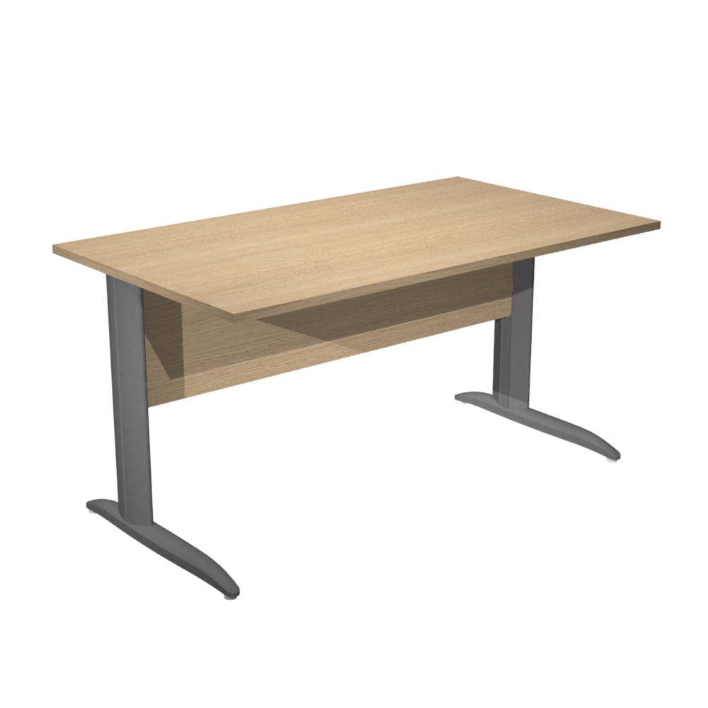 Bureau droit Pronto Mtal - L.140 x P.80 cm - Plateau Chne - Pieds L Anthracite