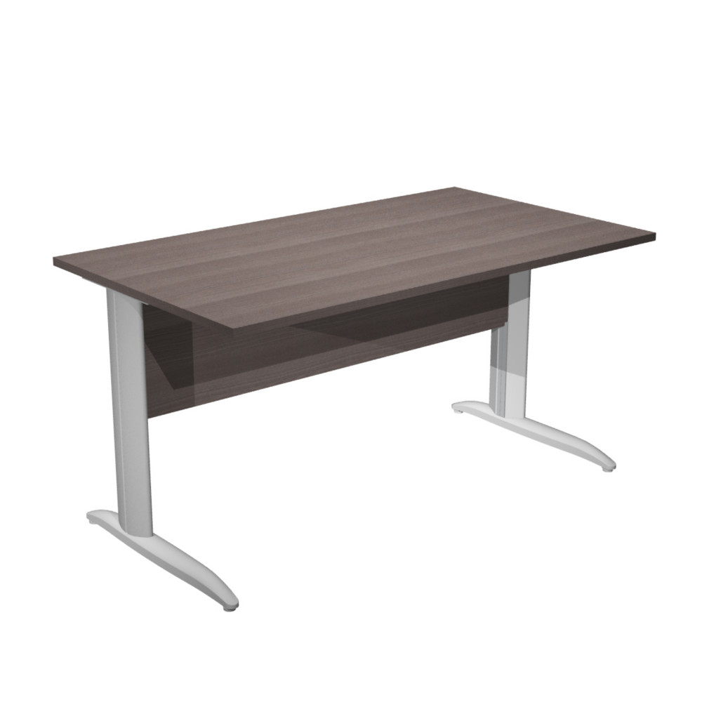 Bureau droit Pronto Mtal - L.140 x P.80 cm - Plateau Cendre - Pieds L Aluminium
