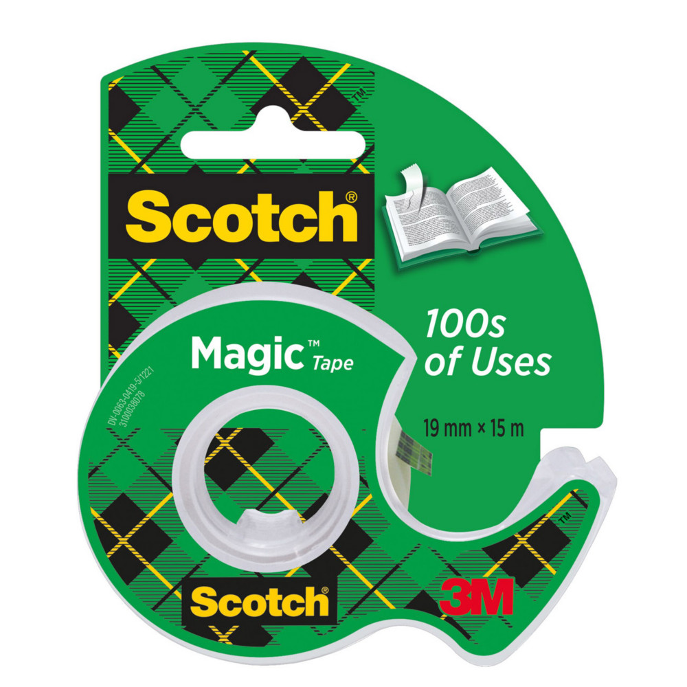 Scotch Dvidoir de ruban  main Magic rechargeable, en plastique avec rouleau adhsif Magic 810 Invisible 19 mm x 15 m