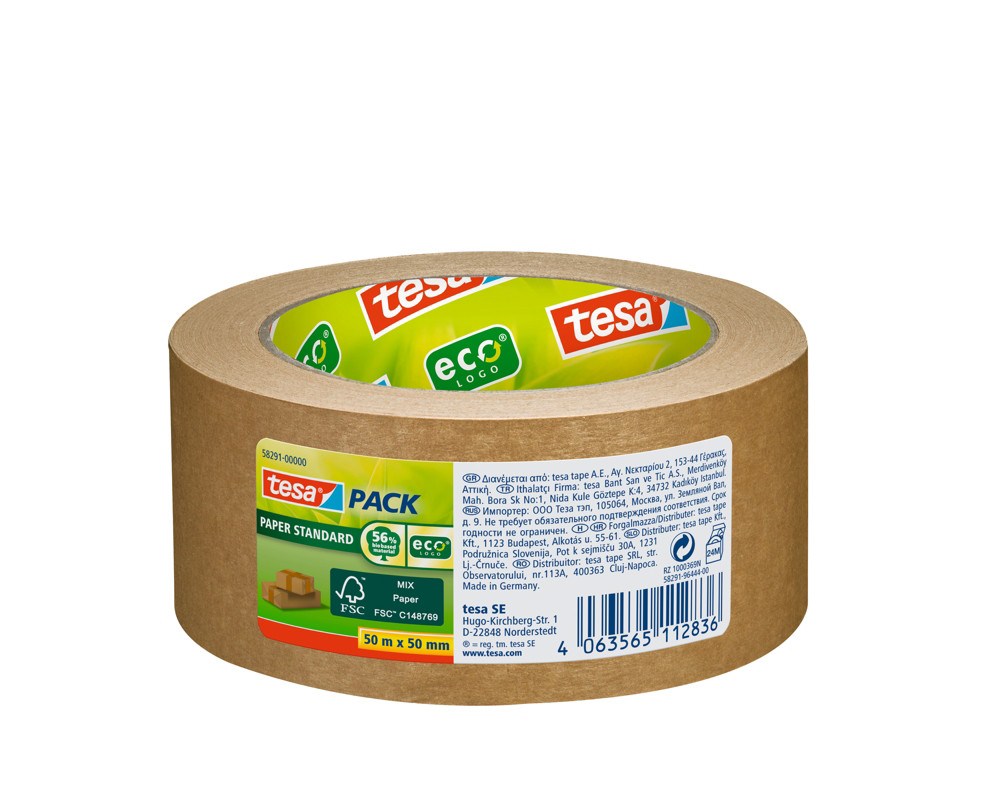 Tesa Ruban adhsif en papier kraft tesapck paper standard - 50 x 50 mm - Brun