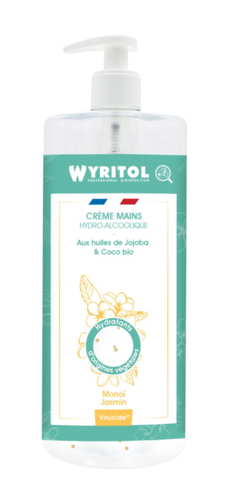 Wyritol Crme mains hydroalcoolique dsinfectante - Parfum Mono - Flacon pompe 500 ml