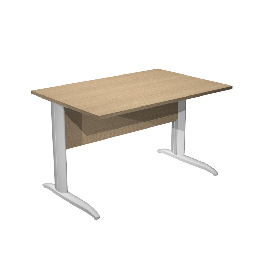 Bureau droit Pronto Mtal - L.120 x P.80 cm - Plateau Chne - Pieds L Aluminium