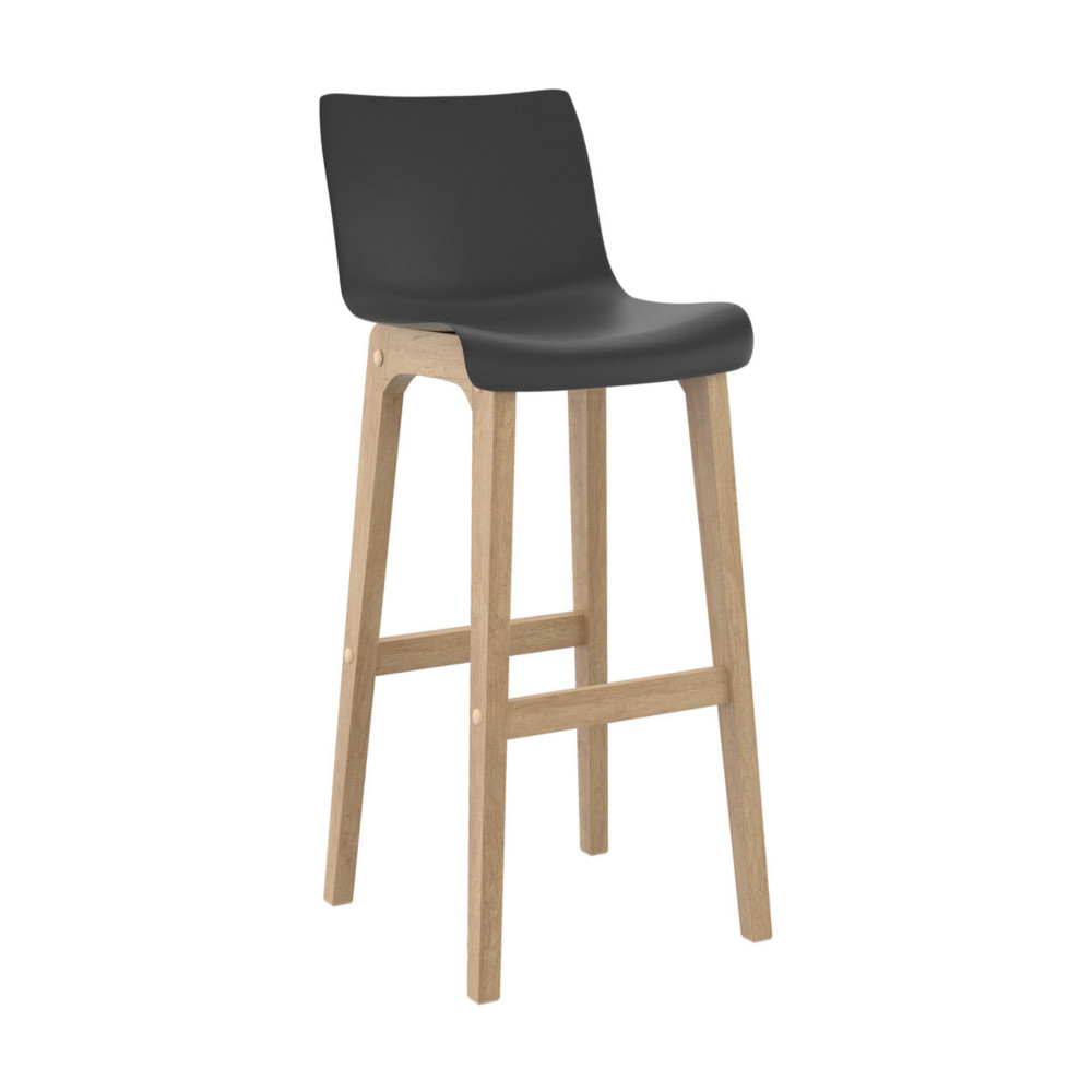 Tabouret haut Amalrik H.102 cm pieds chne massif - Noir