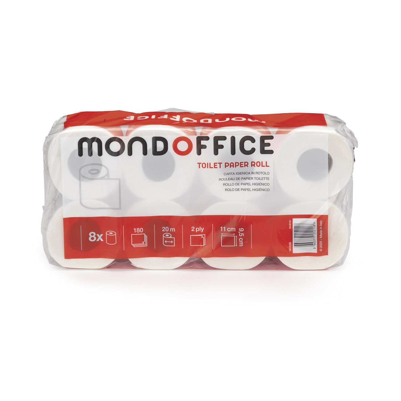 MONDOFFICE Papier toilette double épaisseur Confort blanc - 8 rouleaux de 180 feuilles