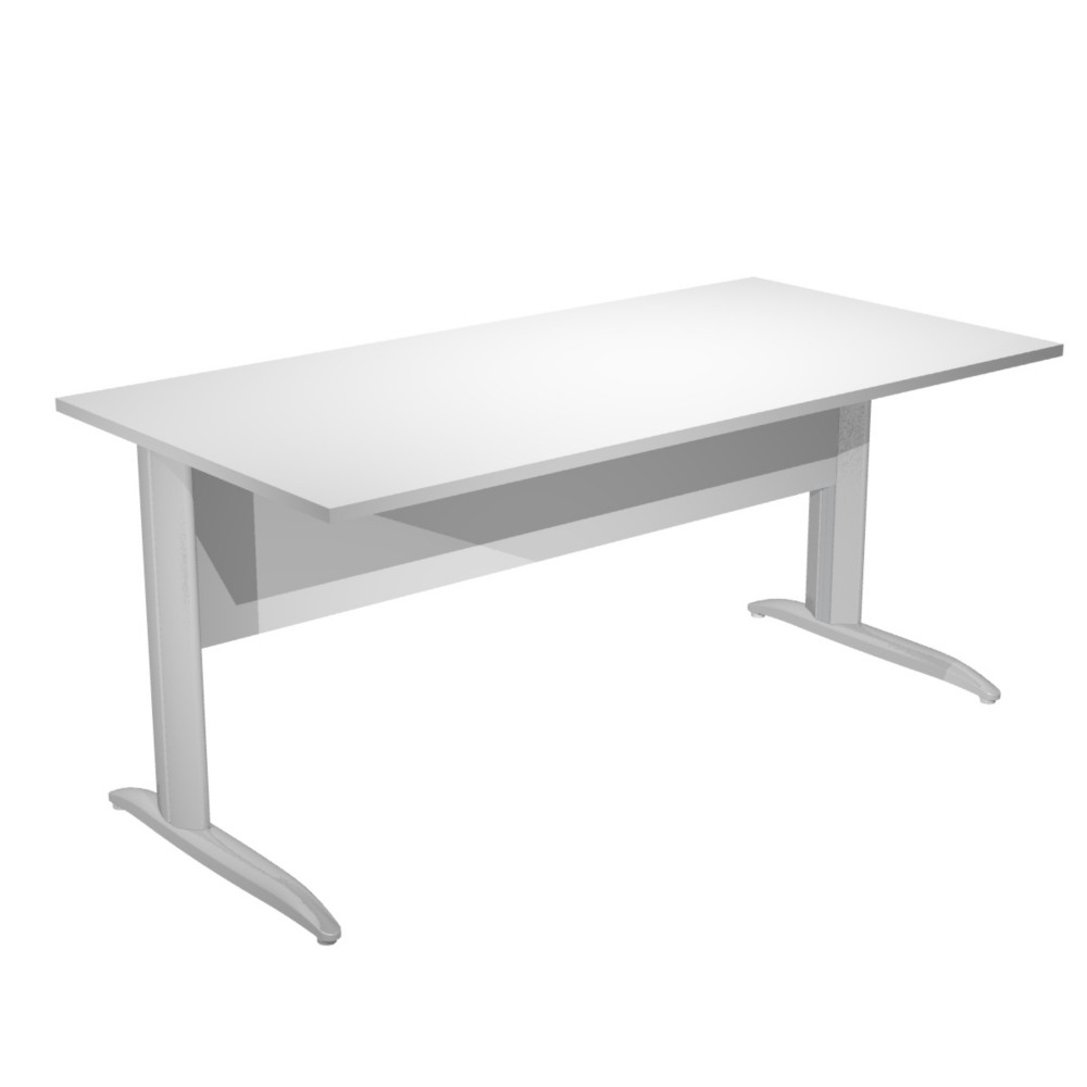 Bureau droit Pronto Mtal - L.160 x P.80 cm - Plateau Blanc - Pieds L Chrome