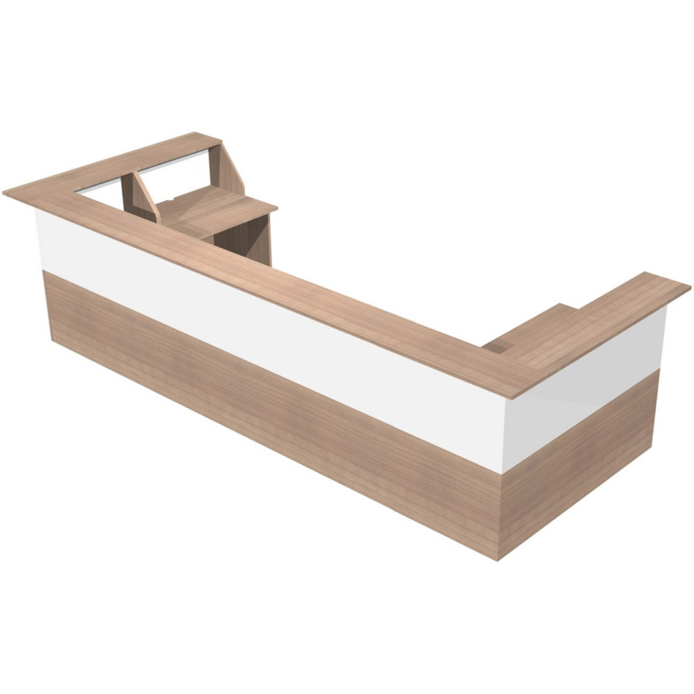 Pack Banque d'accueil Ola - 2 x Angles 90 + 2 x Modules hauts L.120 cm + 2 x Modules hauts L.80 cm - Noyer / Blanc