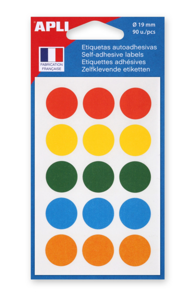 APLI Pastilles adhsives  19 mm - 100088 - Pochette de 90 - Assorties