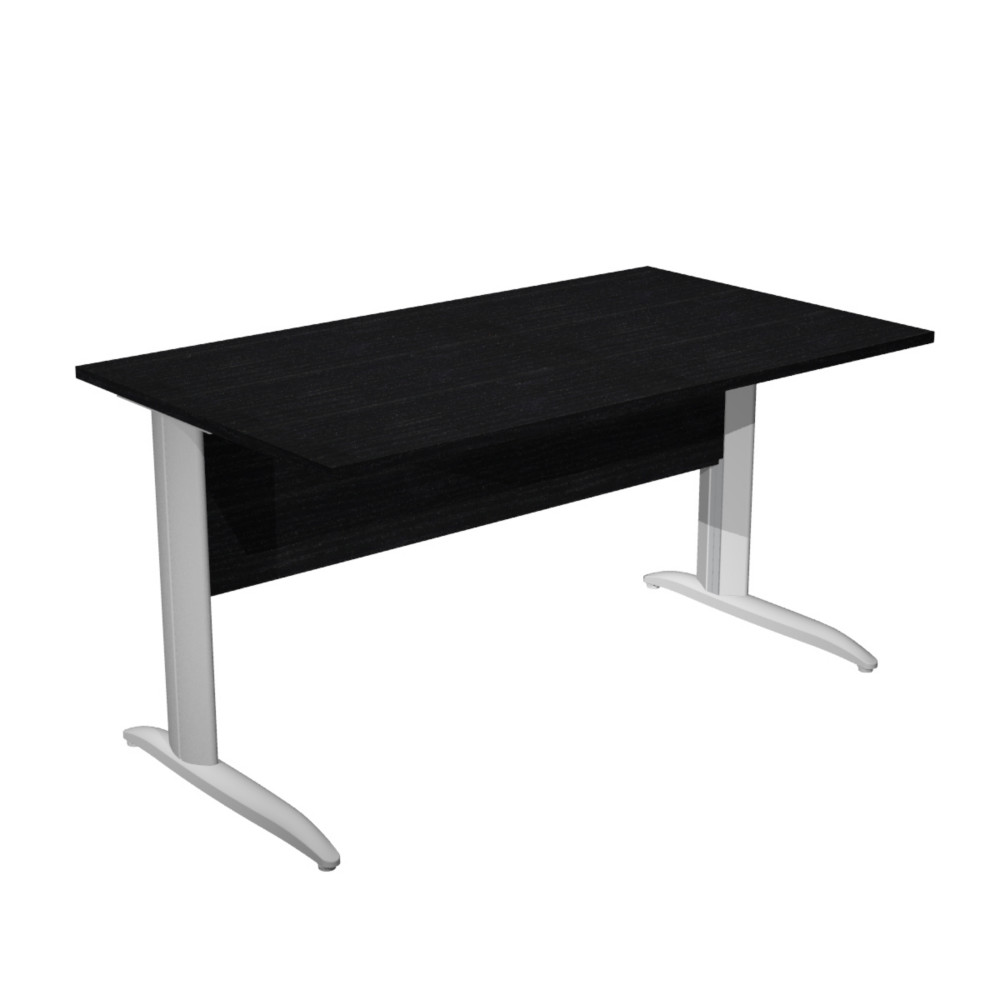 Bureau droit Pronto Mtal - L.140 x P.80 cm - Plateau Noir - Pieds L Aluminium