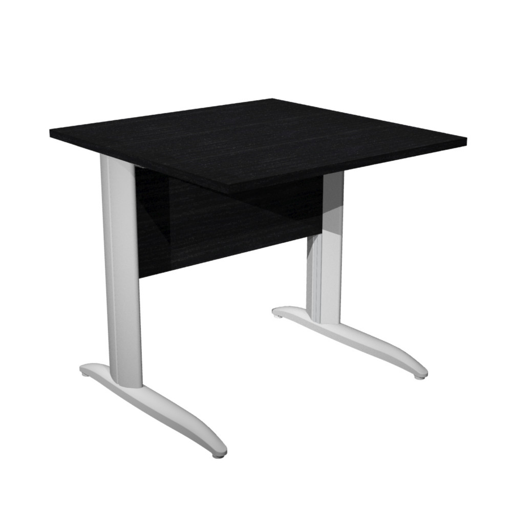 Bureau droit Pronto Mtal - L.80 x P.80 cm - Plateau Noir - Pieds L Aluminium