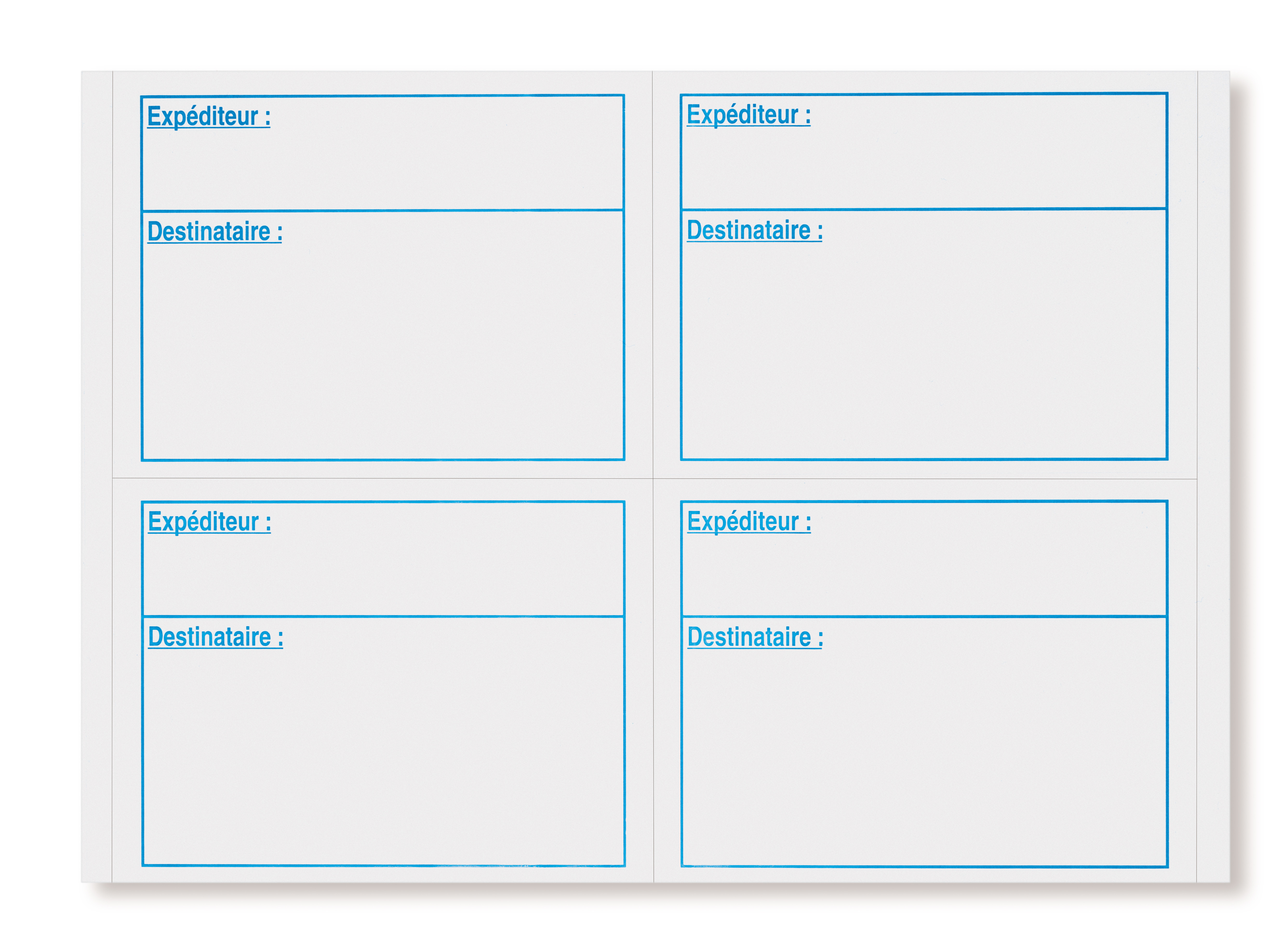 MONDOFFICE Étiquettes expéditeur-destinataire adhésion permanente - Coins pointus - 105 x 140 mm – Blanc