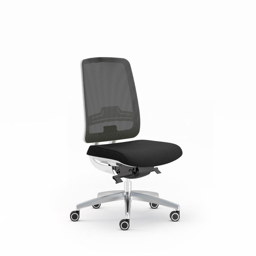 Sige de bureau Tarah - Blanc pitement alu - maille filet / tissu Noir