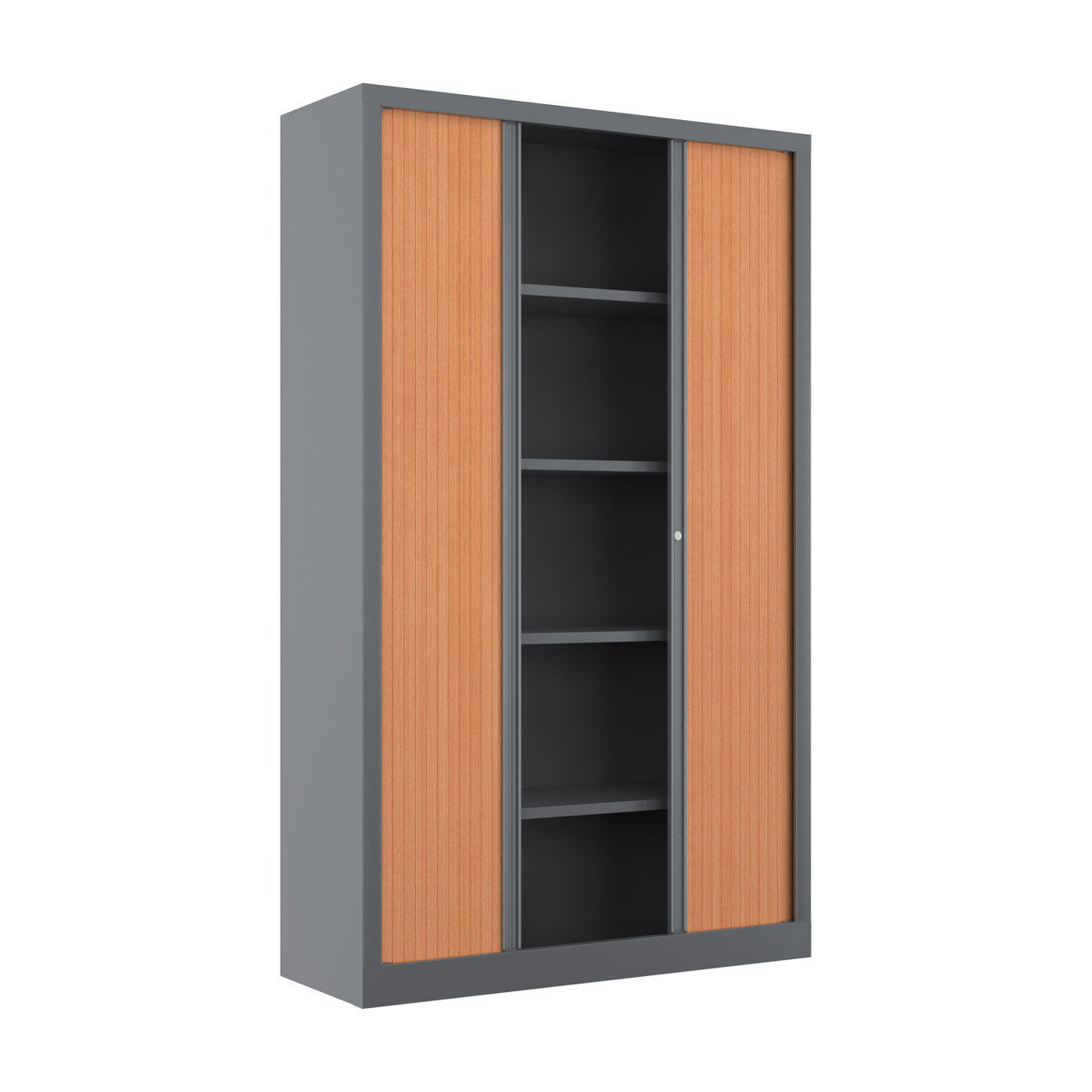 Armoire à rideaux métal Confort+ H.198 x L.120 cm - Corps Aluminium - Rideaux Hêtre