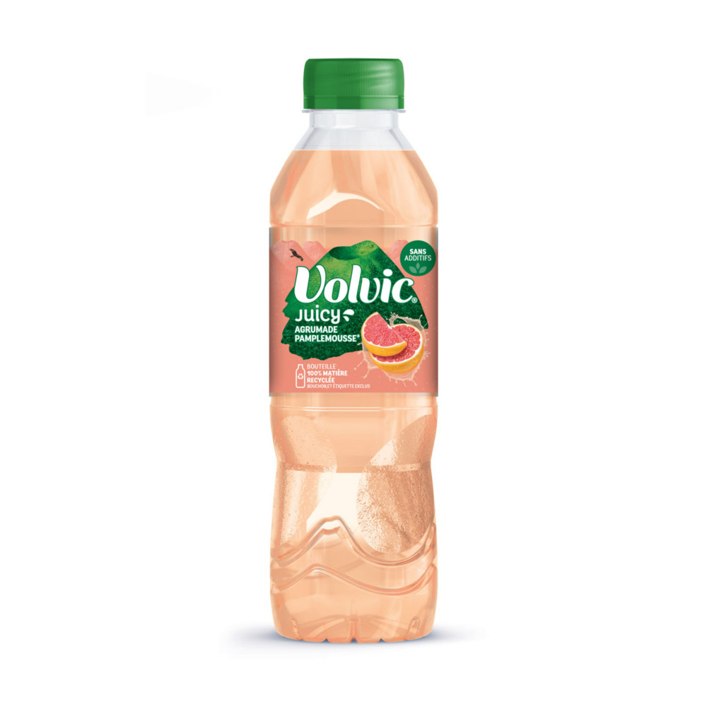 Volvic Juicy Eau plate aromatise Agrumade Pamplemousse - Lot 12 bouteilles PET 50 cl