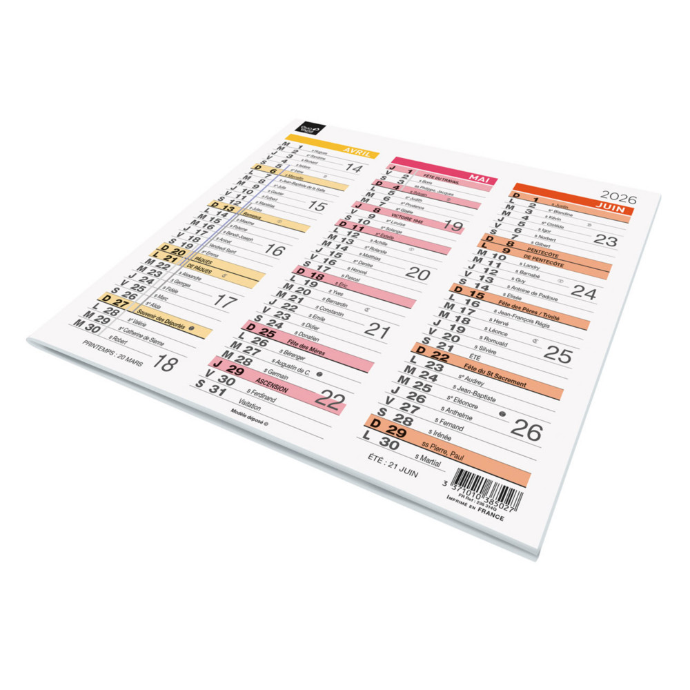 Quo Vadis Calendrier Origami 18 - 36 x 18 cm - Arc-en ciel - 2026