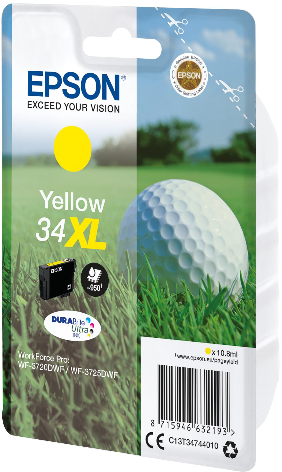 Epson 34 XL ''Golf'' Cartouche d'encre originale grande capacité C13T34744010 - Jaune