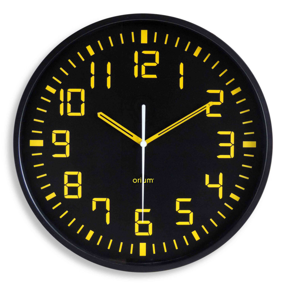 ORIUM Contraste - Horloge analogique murale silencieuse  quartz - Diamtre 30 cm - Noir