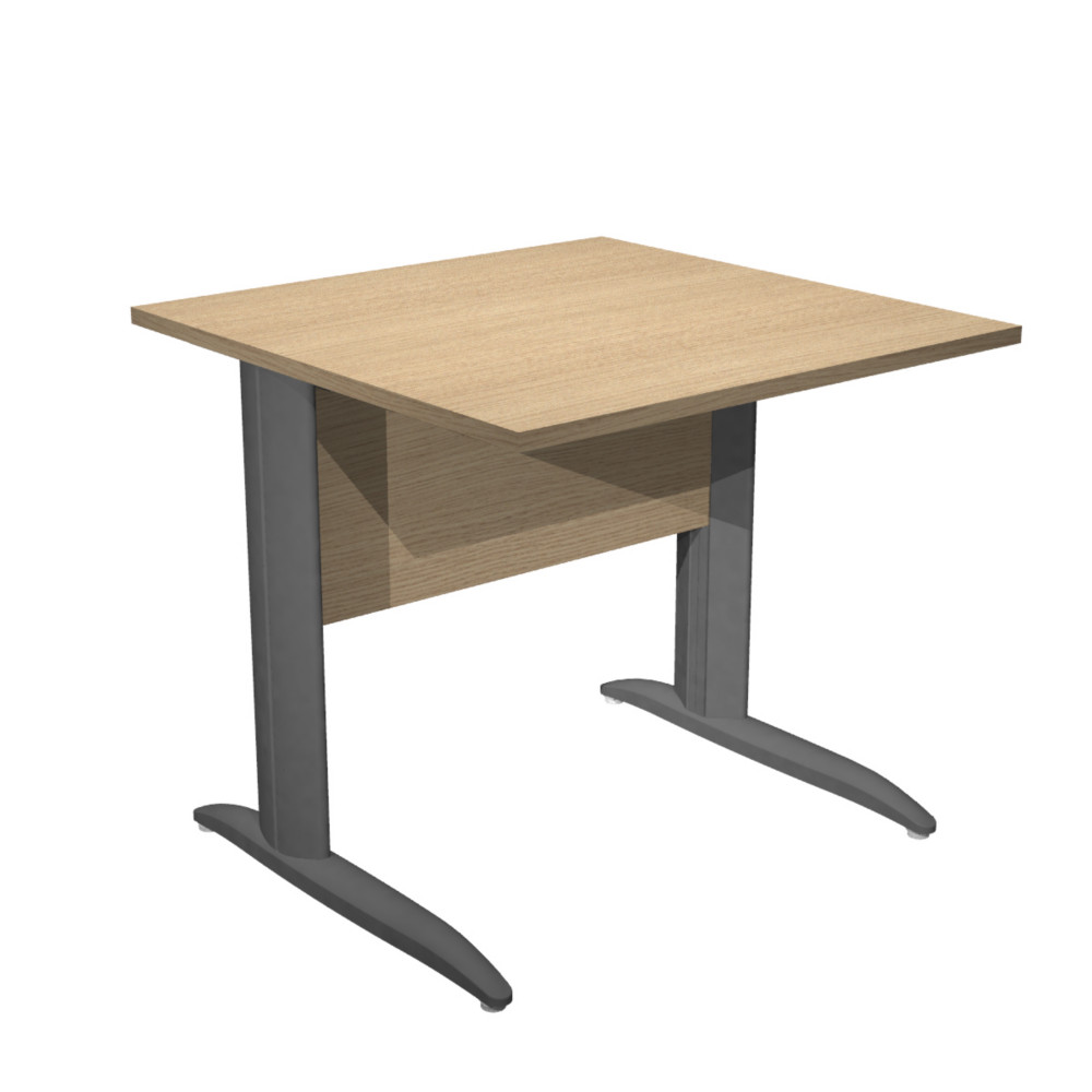 Bureau droit Pronto Mtal - L.80 x P.80 cm - Plateau Chne - Pieds L Anthracite