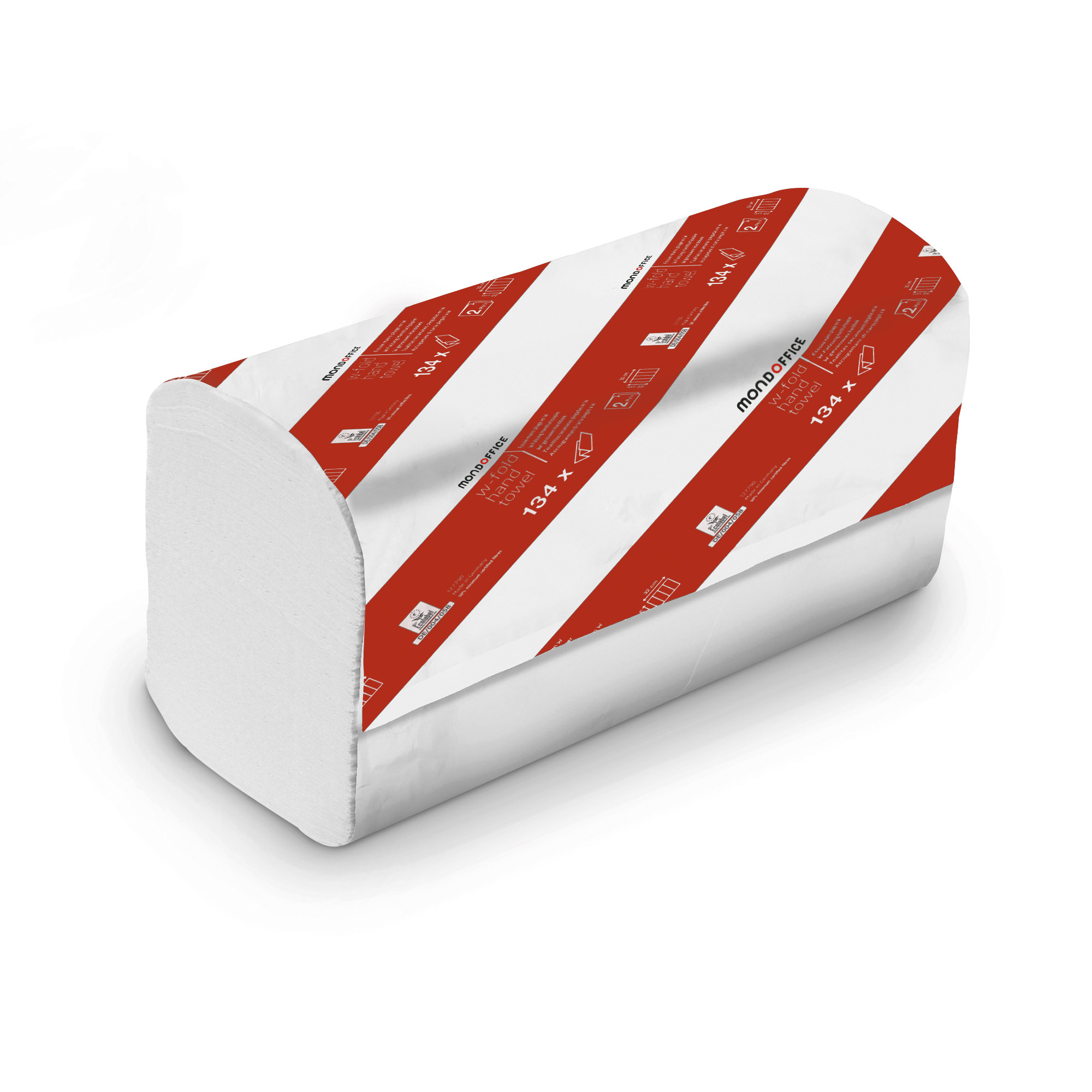 MONDOFFICE Essuie-mains pliage en W double épaisseur gaufrés 220 mm - Blanc - Lot de 20 paquets 134 feuilles