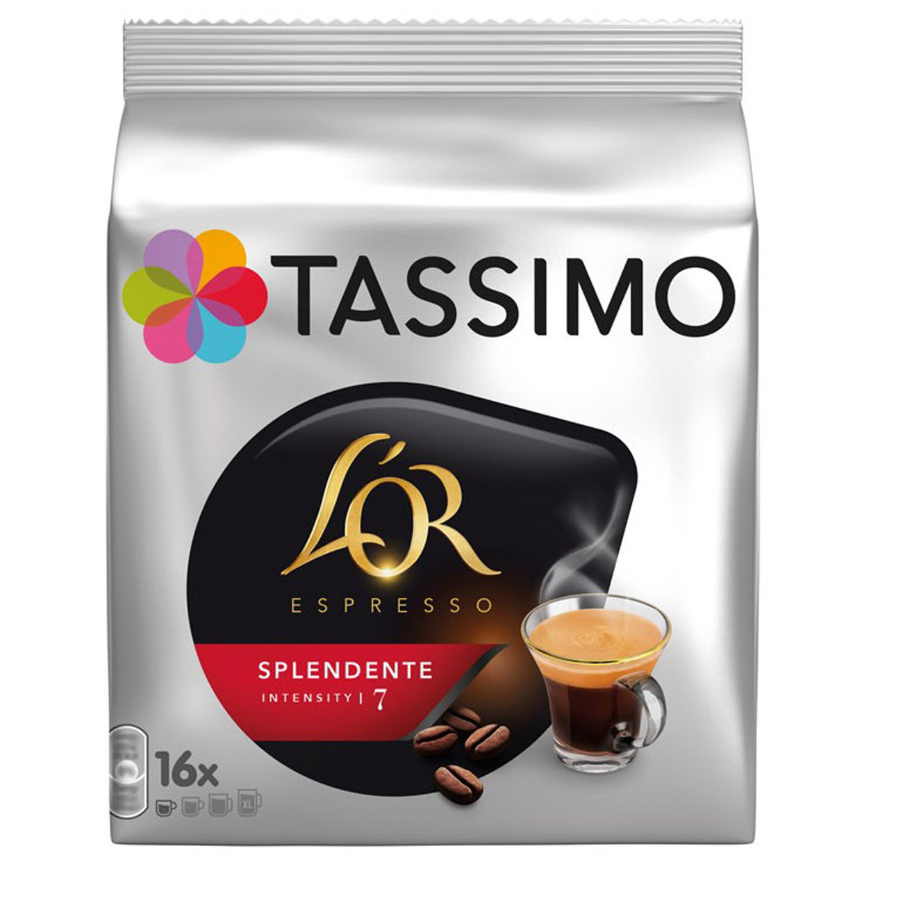 Tassimo T-Discs Café espresso Splendente L'OR - intensité 7 - Paquet de 16 dosettes